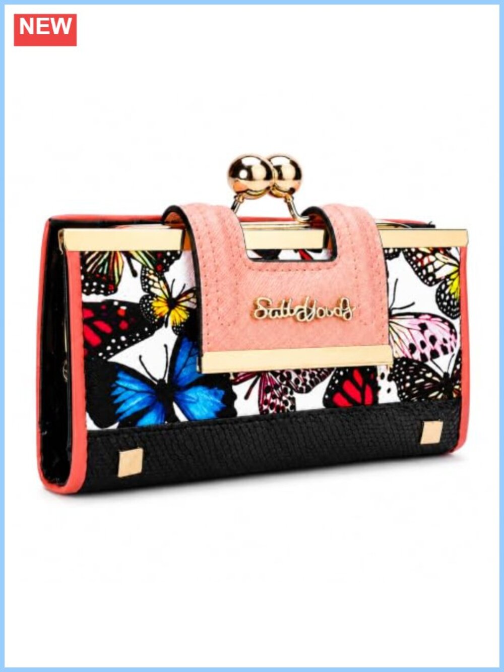 Vintage Floral Kiss-Lock Clutch Wallet with Coin Pocket & 10 Card Slots